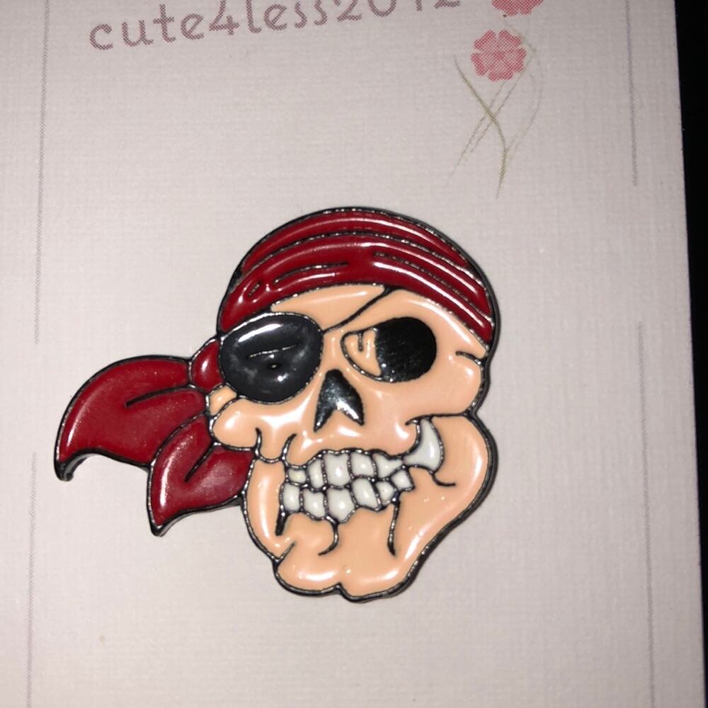 Skeleton with Red Bandanna Pin Brooch